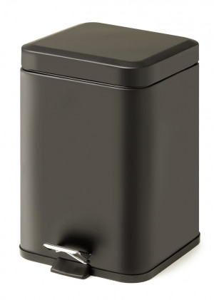 Gedy Argenta, квадратный контейнер для мусора с педалью (5 л.), крышка soft close, цвет черный матов Gedy Argenta, квадратный контейнер для мусора с педалью (5 л.), крышка soft close, цвет черный матов